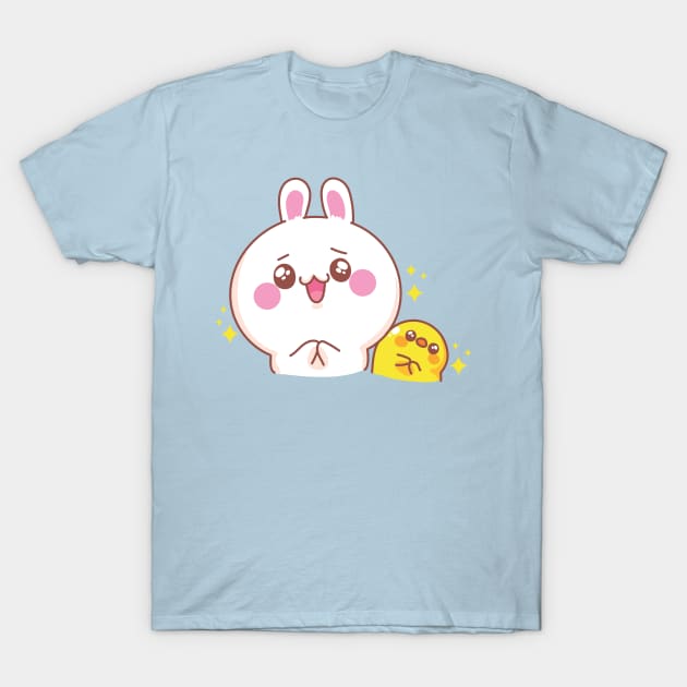 Happy Cute Bunny T-Shirt by Tariq-T-art